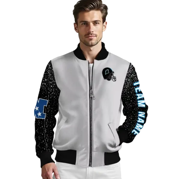 custom carolina panthers speckled arms blue gray bomber jacket high quality