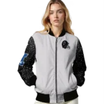 custom carolina panthers speckled arms blue gray bomber jacket best selling