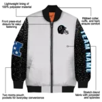 custom carolina panthers speckled arms blue gray bomber jacket best selling