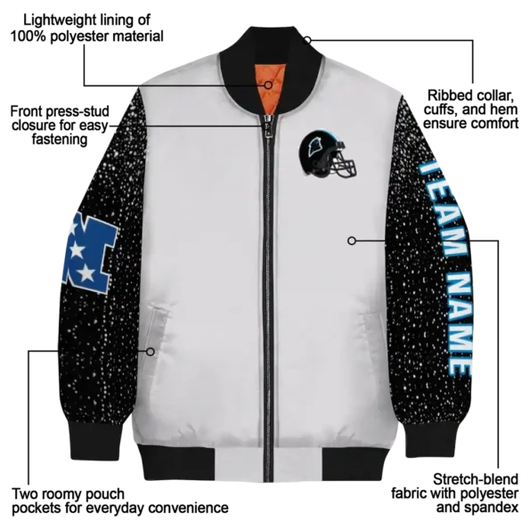 custom carolina panthers speckled arms blue gray bomber jacket new arrival