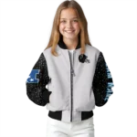 custom carolina panthers speckled arms blue gray bomber jacket best selling