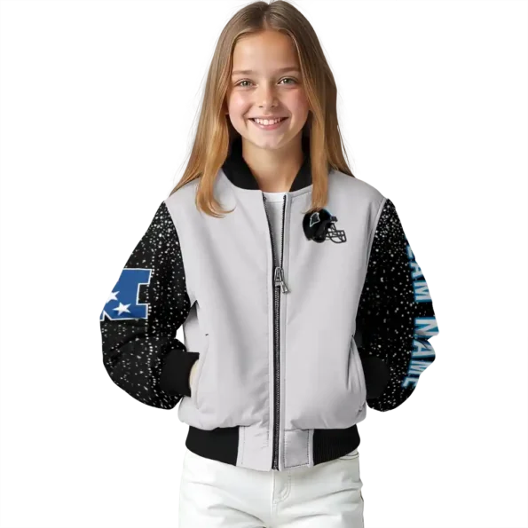 custom carolina panthers speckled arms blue gray bomber jacket top rated