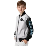 custom carolina panthers speckled arms blue gray bomber jacket best selling