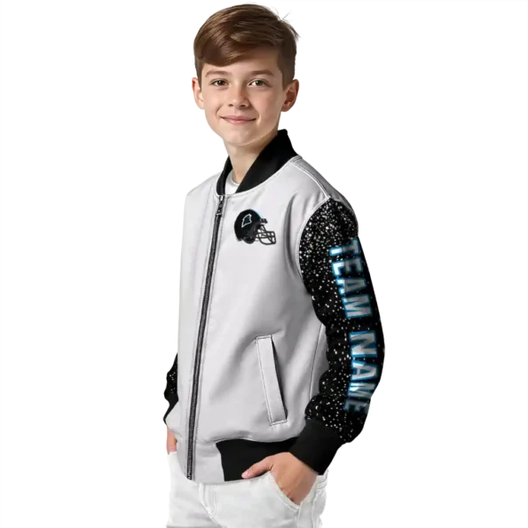 custom carolina panthers speckled arms blue gray bomber jacket trendy