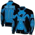 custom carolina panthers spider mark blue black crocs varsity jacket best selling.webp