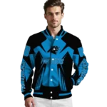 custom carolina panthers spider mark blue black crocs varsity jacket best selling.webp