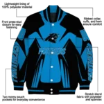 custom carolina panthers spider mark blue black crocs varsity jacket best selling.webp