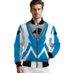 custom carolina panthers v stripes blue white bomber jacket best selling