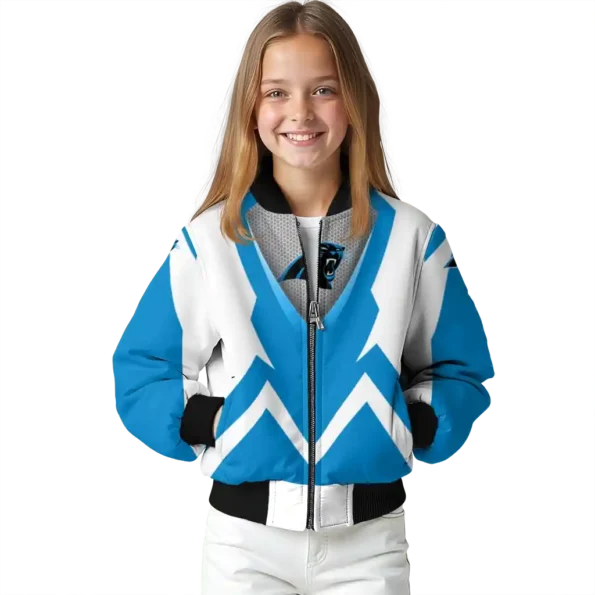 custom carolina panthers v stripes blue white bomber jacket top rated