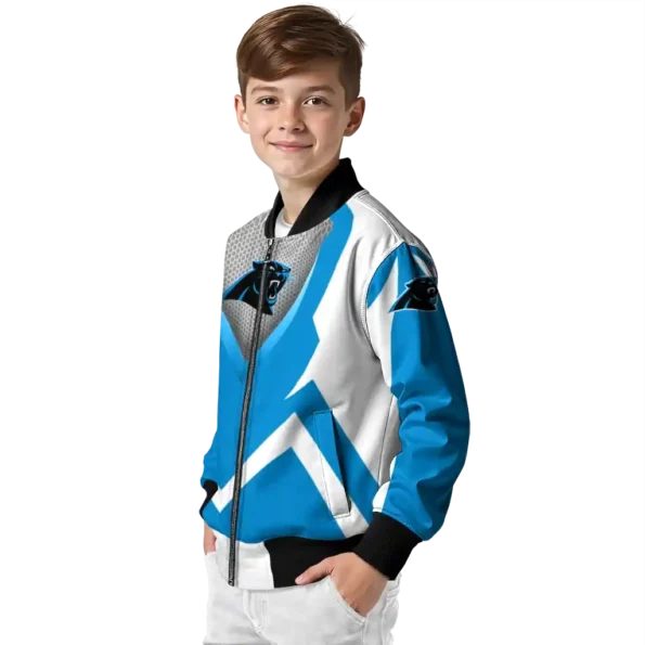 custom carolina panthers v stripes blue white bomber jacket trendy