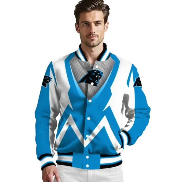 custom carolina panthers v stripes blue white varsity jacket high quality.webp