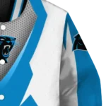 custom carolina panthers v stripes blue white varsity jacket best selling.webp