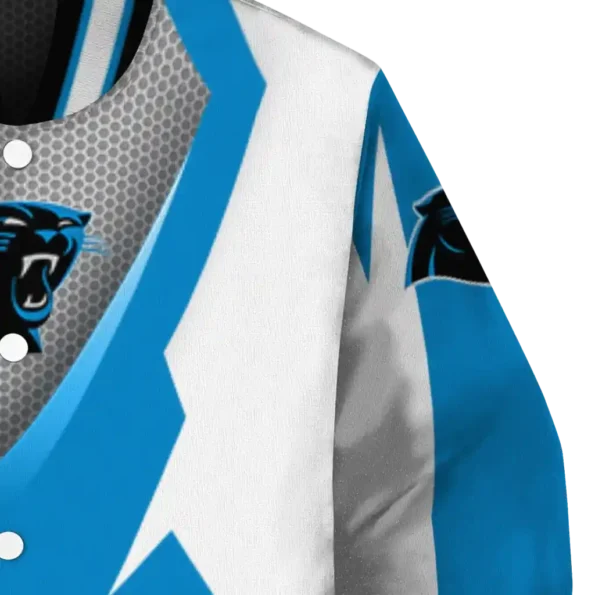 custom carolina panthers v stripes blue white varsity jacket premium grade.webp
