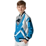 custom carolina panthers v stripes blue white varsity jacket best selling.webp