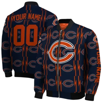 custom chicago bears bolt stripe blue bomber jacket fashion forward