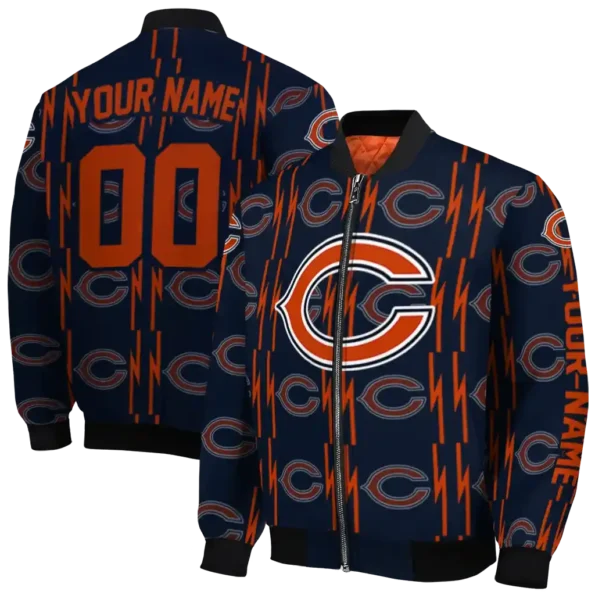 custom chicago bears bolt stripe blue bomber jacket fashion forward
