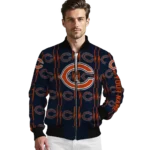 custom chicago bears bolt stripe blue bomber jacket best selling