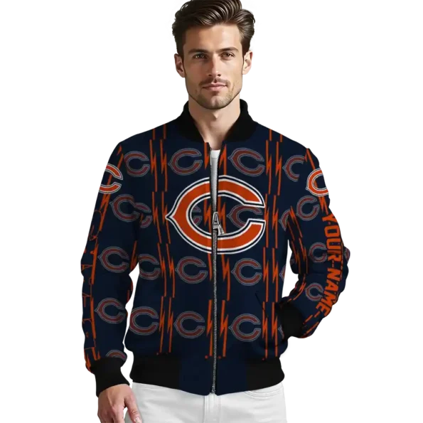 custom chicago bears bolt stripe blue bomber jacket high quality