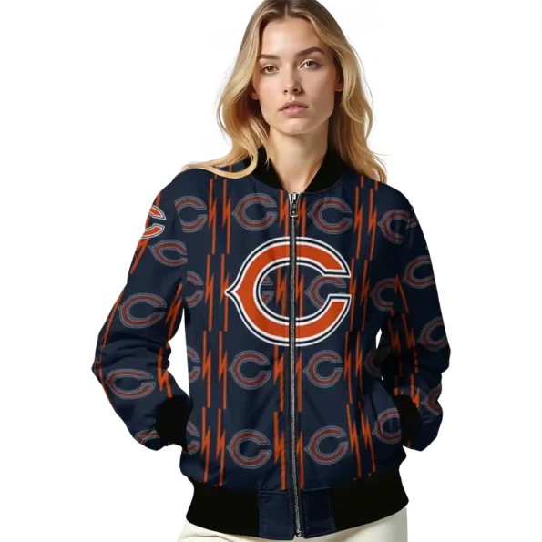 custom chicago bears bolt stripe blue bomber jacket latest model