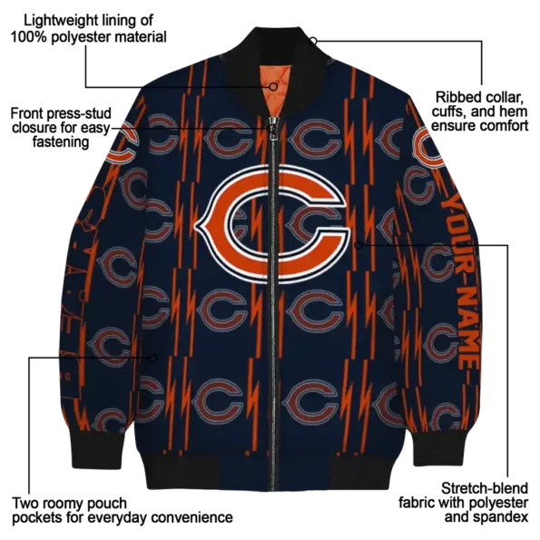 custom chicago bears bolt stripe blue bomber jacket new arrival
