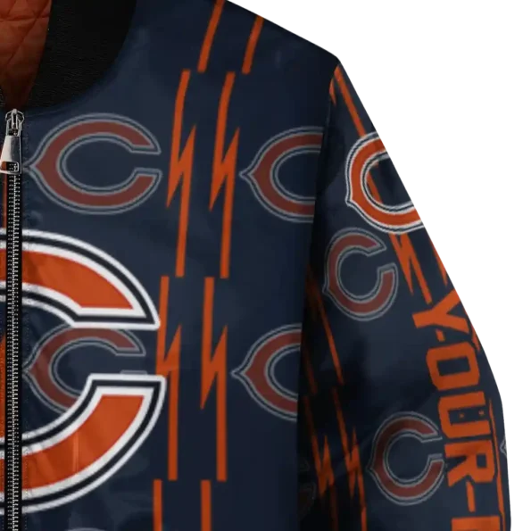 custom chicago bears bolt stripe blue bomber jacket premium grade