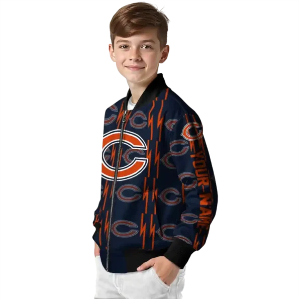 custom chicago bears bolt stripe blue bomber jacket trendy