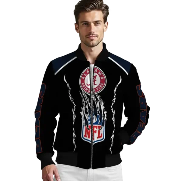 custom chicago bears claw blood blue black bomber jacket high quality