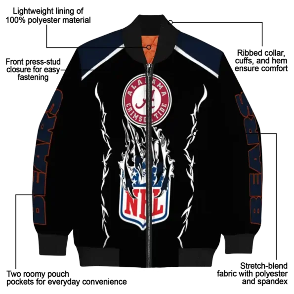 custom chicago bears claw blood blue black bomber jacket new arrival