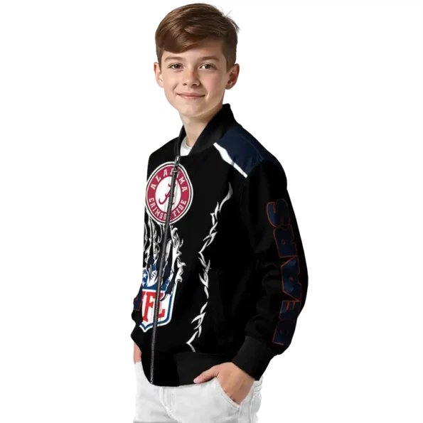 custom chicago bears claw blood blue black bomber jacket trendy