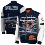 custom chicago bears ferris arena blue white bomber jacket best selling