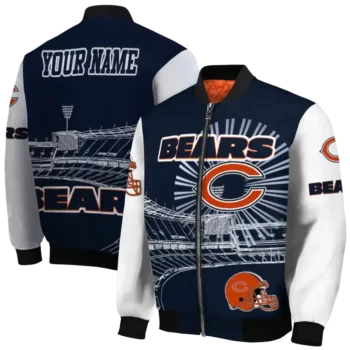 custom chicago bears ferris arena blue white bomber jacket fashion forward