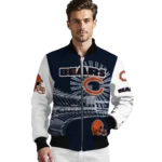 custom chicago bears ferris arena blue white bomber jacket best selling