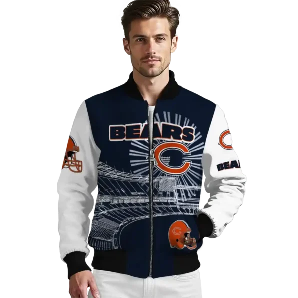 custom chicago bears ferris arena blue white bomber jacket high quality