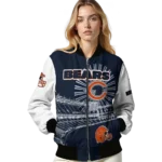 custom chicago bears ferris arena blue white bomber jacket best selling
