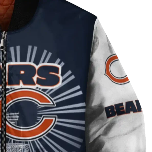 custom chicago bears ferris arena blue white bomber jacket premium grade