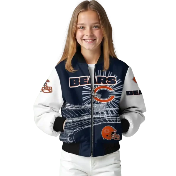 custom chicago bears ferris arena blue white bomber jacket top rated