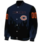 custom chicago bears flame border blue black varsity jacket best selling.webp