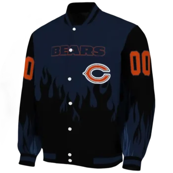 custom chicago bears flame border blue black varsity jacket best selling.webp