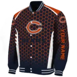 custom chicago bears hexagon grid blue varsity jacket best selling.webp