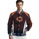 custom chicago bears hexagon grid blue varsity jacket best selling.webp