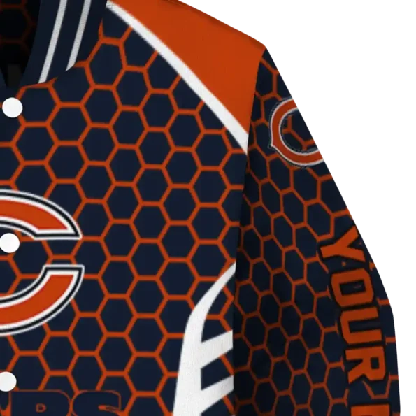 custom chicago bears hexagon grid blue varsity jacket premium grade.webp