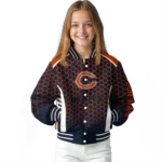 custom chicago bears hexagon grid blue varsity jacket best selling.webp