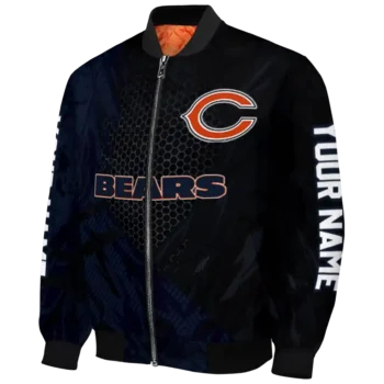 custom chicago bears hexagon mesh blue black bomber jacket best selling
