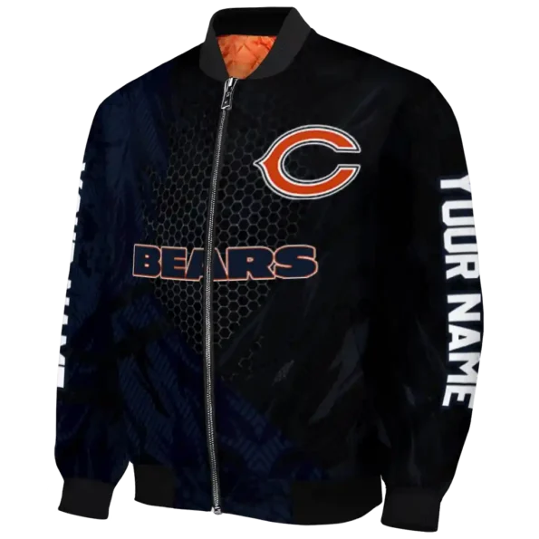 custom chicago bears hexagon mesh blue black bomber jacket best selling