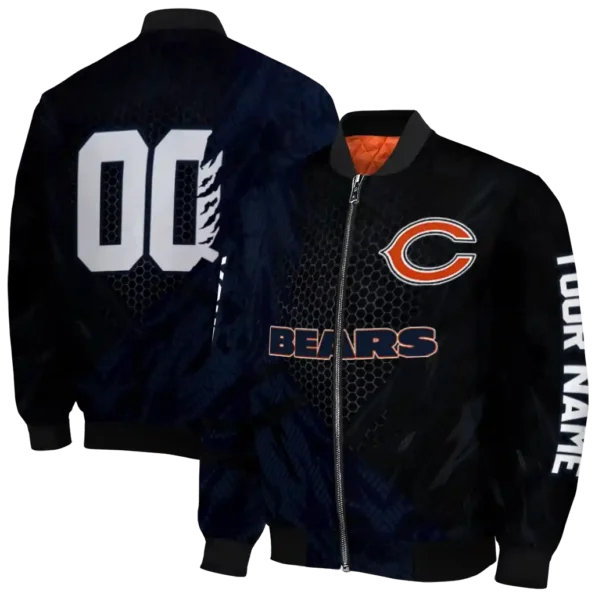 custom chicago bears hexagon mesh blue black bomber jacket fashion forward