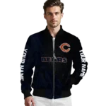 custom chicago bears hexagon mesh blue black bomber jacket best selling
