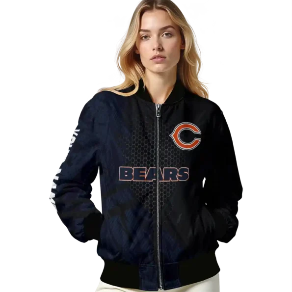 custom chicago bears hexagon mesh blue black bomber jacket latest model