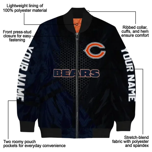 custom chicago bears hexagon mesh blue black bomber jacket new arrival