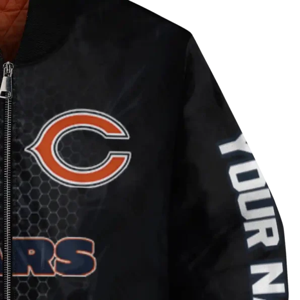 custom chicago bears hexagon mesh blue black bomber jacket premium grade