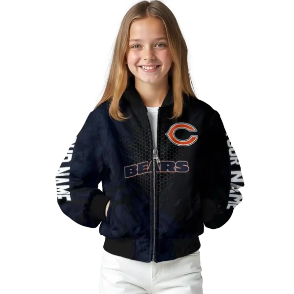 custom chicago bears hexagon mesh blue black bomber jacket top rated